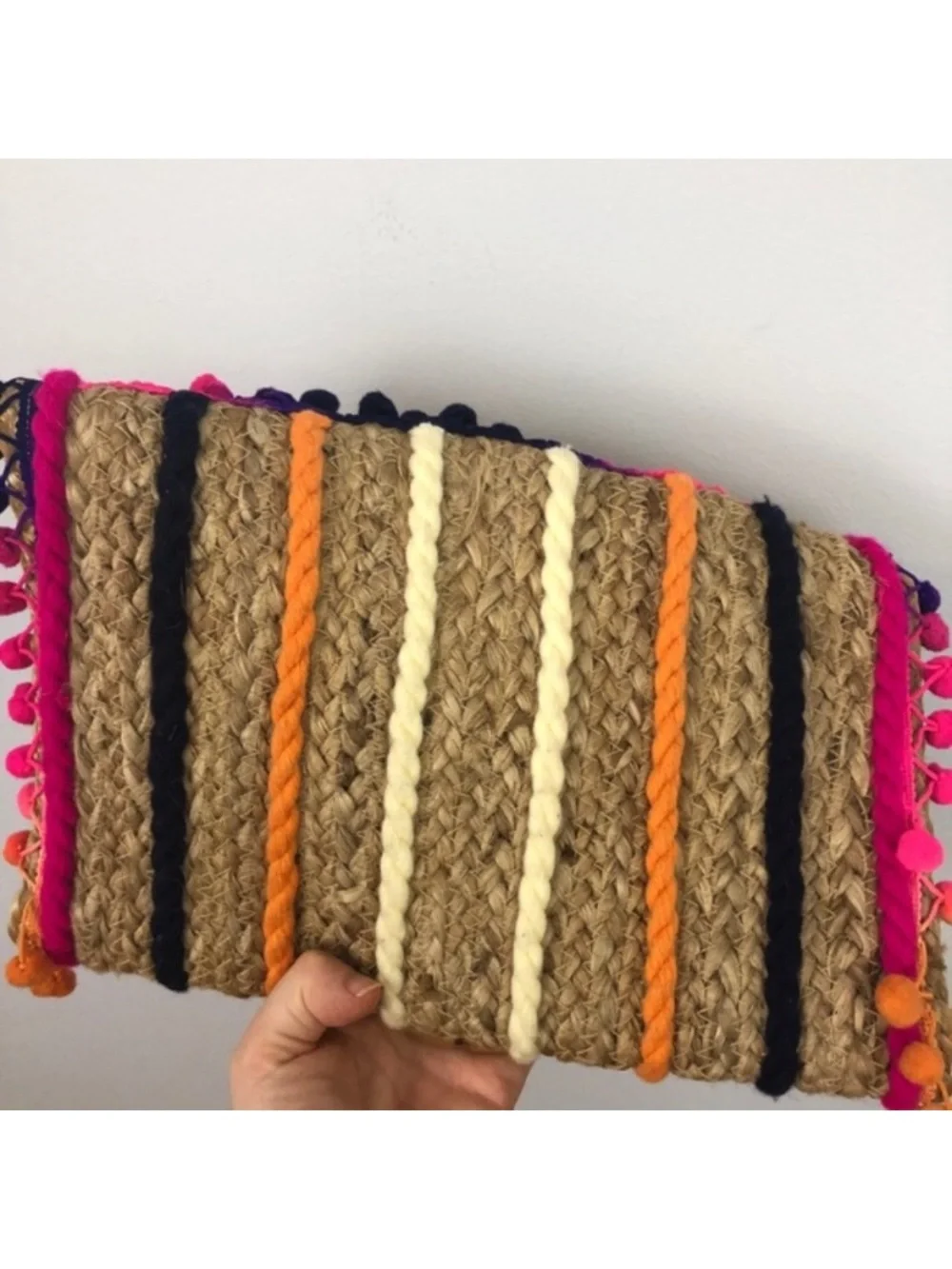 America & Beyond | Jute Pom Pom Boho Clutch